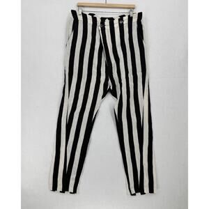 Barbara I Gongini Womens Black White Striped 100% Linen Pants Sz 50